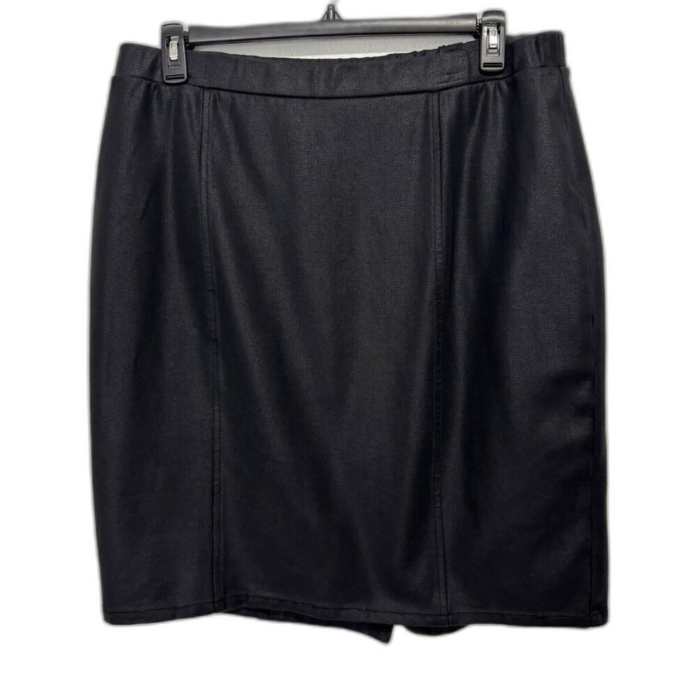 Lane Bryant Women's Black Skirt Knee Length Career Pull On Slit in Back Size 18
